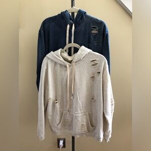 POL NWT Distressed Hoodie Navy Small